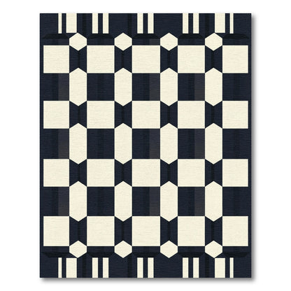 Retro Black White Geometric Chessboard Rug