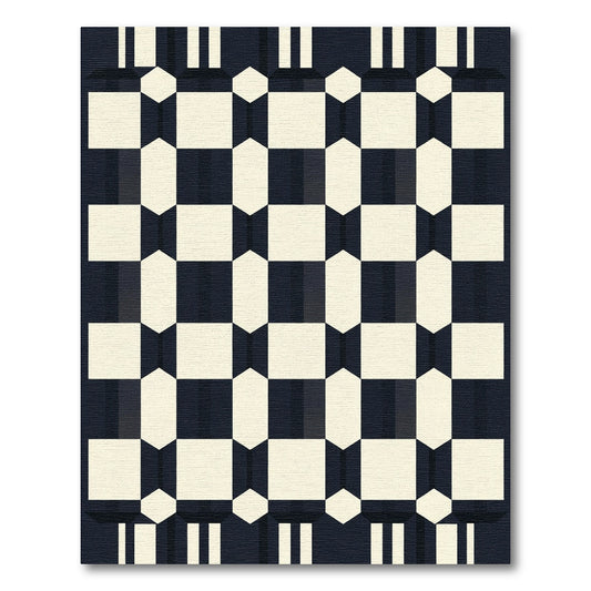 Retro Black White Geometric Chessboard Rug