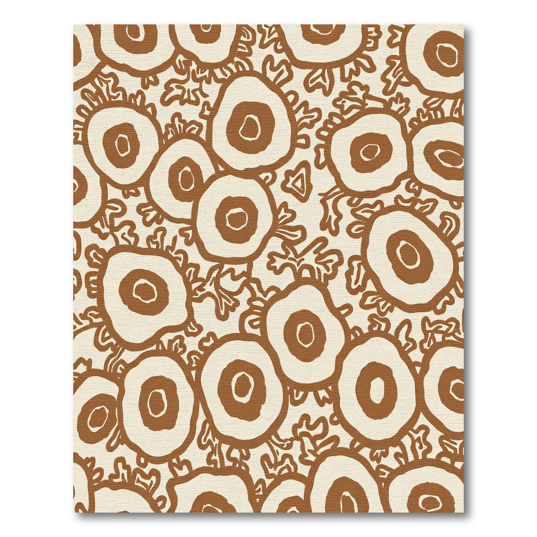 Earthy Brown Abstract Floral Circles Rug