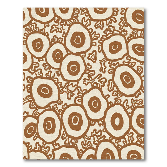 Earthy Brown Abstract Floral Circles Rug