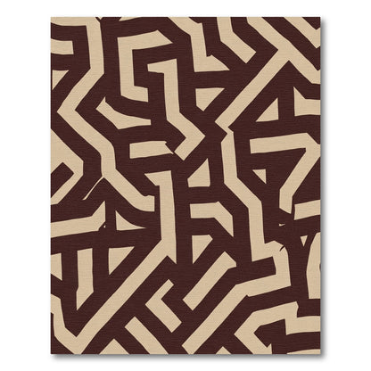 Chocolate Stone Abstract Interlocking Lines Rug