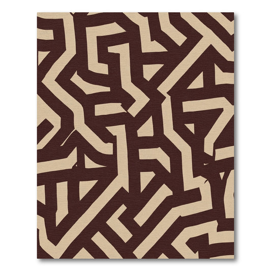 Chocolate Stone Abstract Interlocking Lines Rug