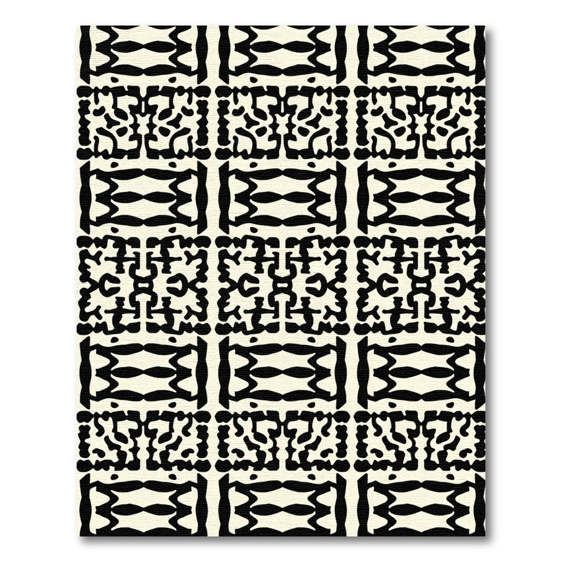 Bold Tribal Abstract Ivory Black Rug
