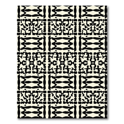 Bold Tribal Abstract Ivory Black Rug
