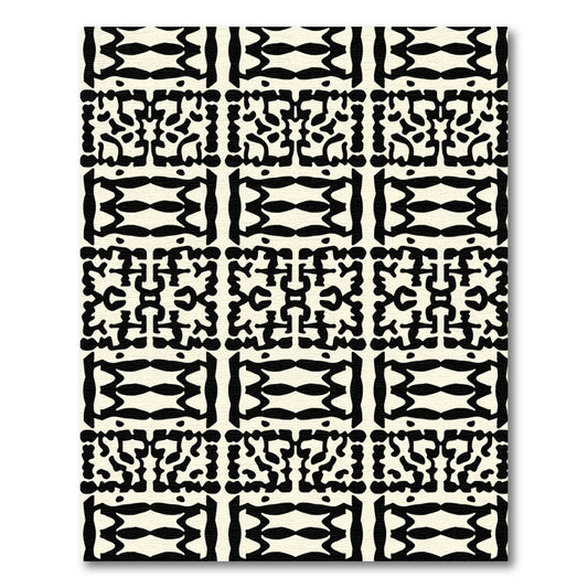Bold Tribal Abstract Ivory Black Rug