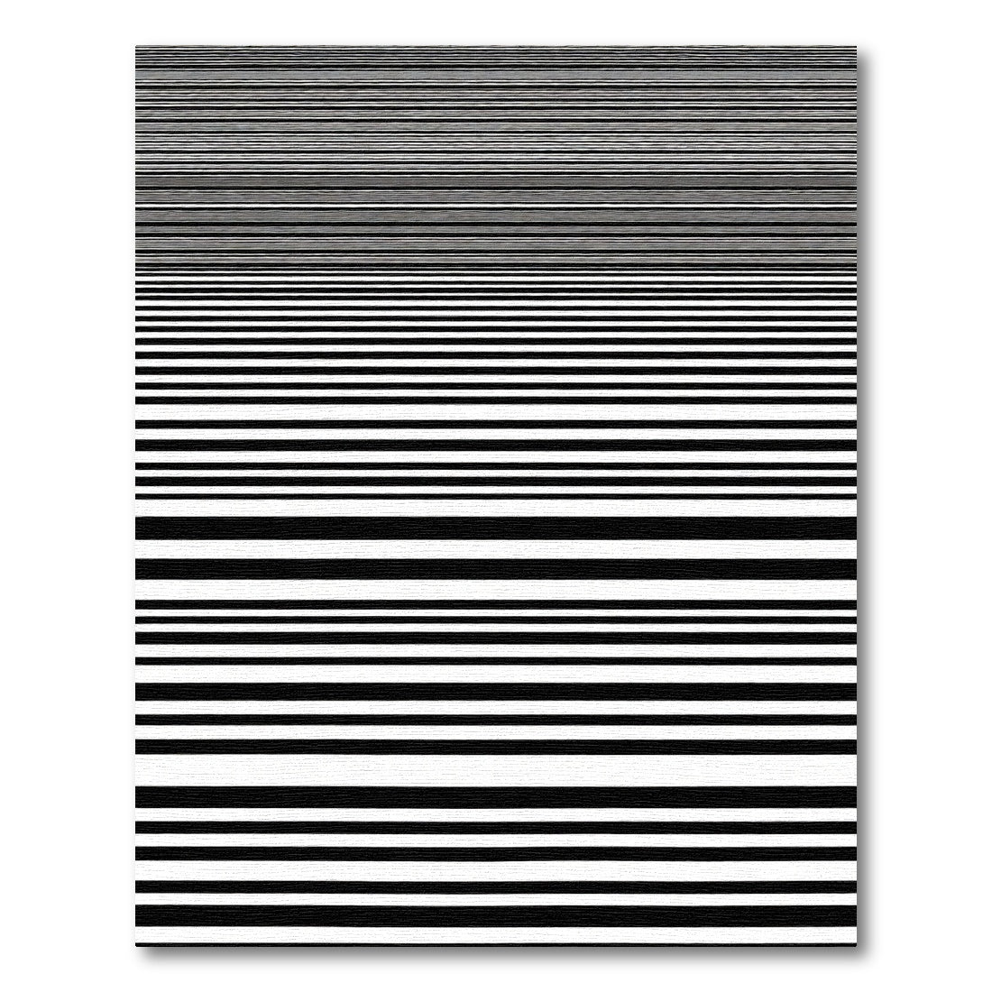 Black White Horizontal Linear Stripe Rug