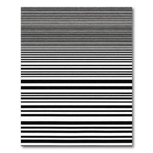 Black White Horizontal Linear Stripe Rug