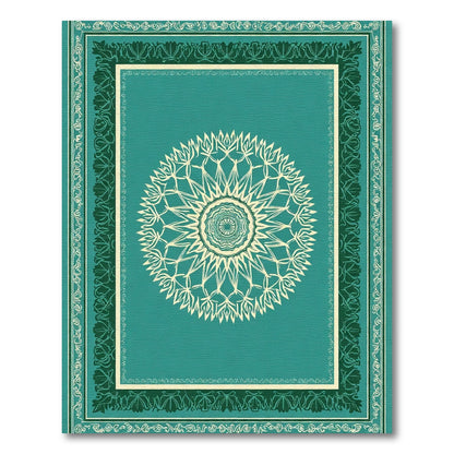 Teal Cream Sunburst Mandala Frame Rug
