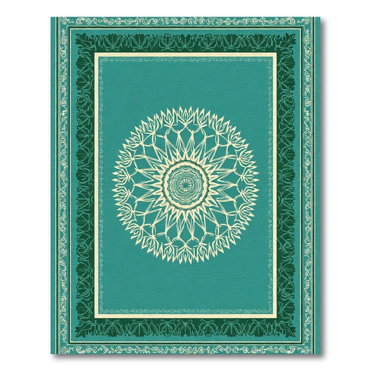 Teal Cream Sunburst Mandala Frame Rug