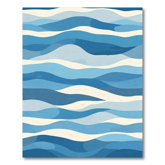 Oceanic Blue Layered Wave Rug