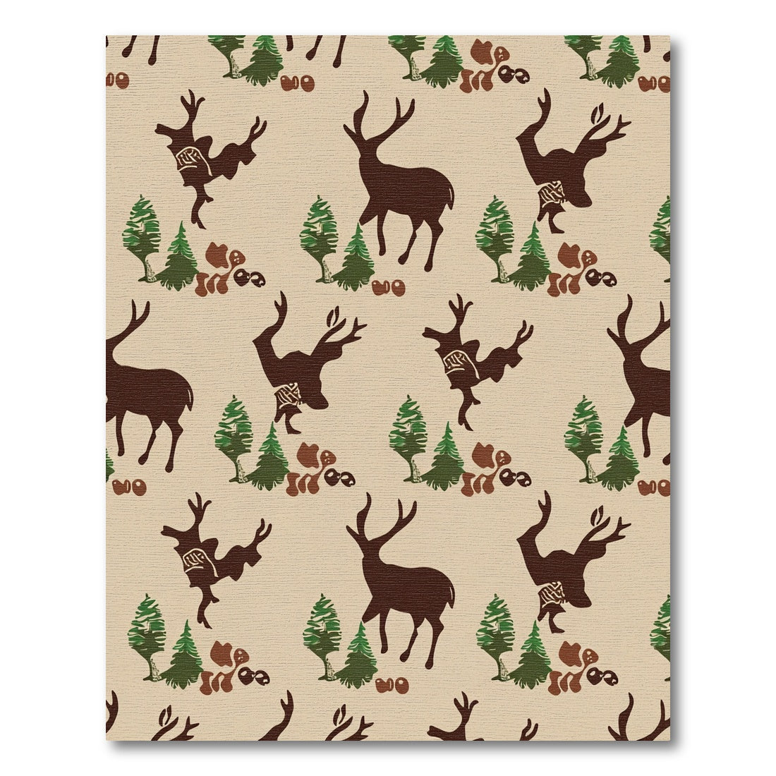 Woodland Deer And Forest Silhouette Pattern Rug