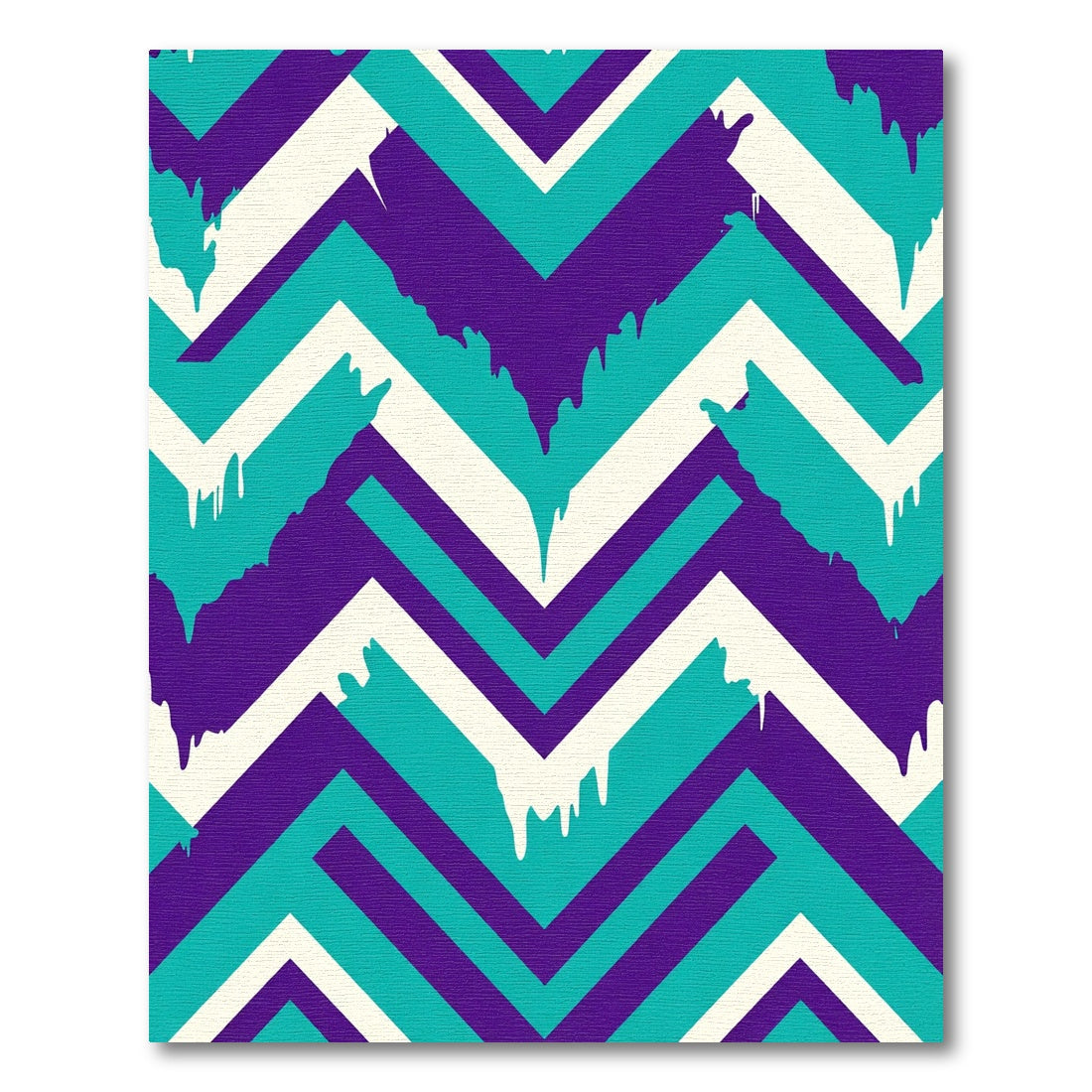 Teal Purple Cream Chevron Drip Rug