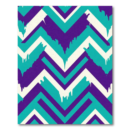 Teal Purple Cream Chevron Drip Rug