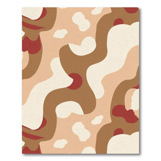Terracotta and Cream Abstract Waves Rug