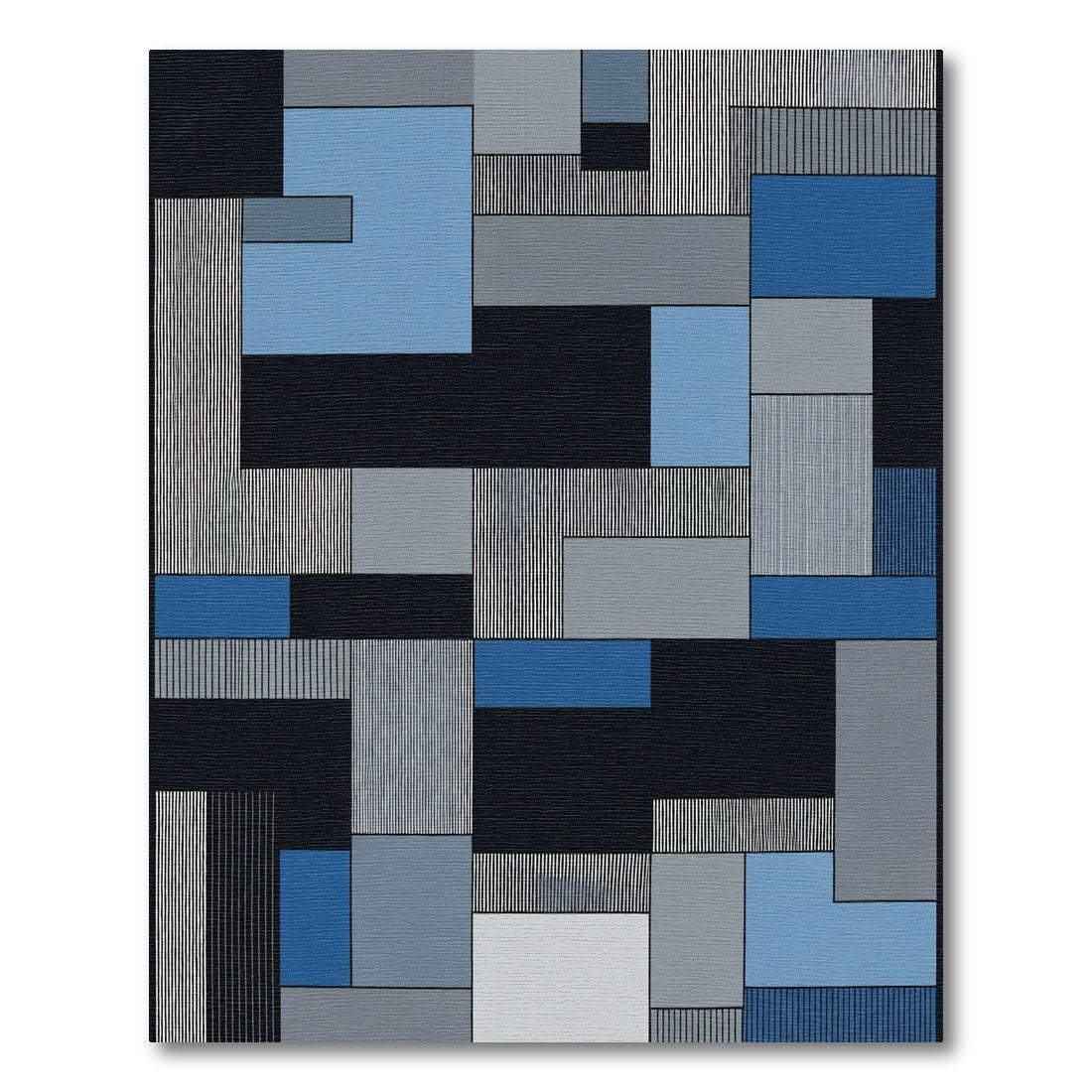 Midnight Blue Geometric Block Harmony Rug