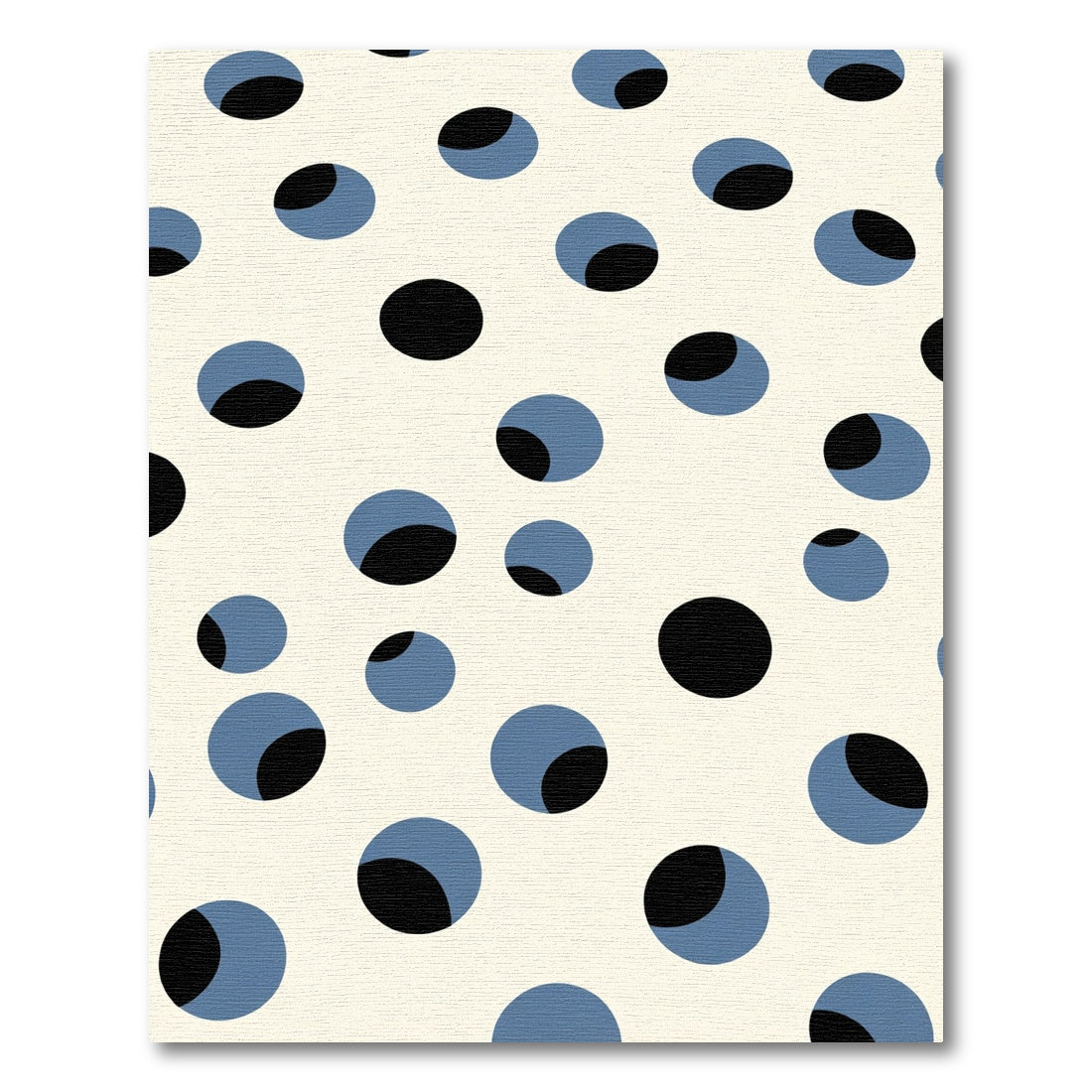 Cream Black Blue Round Spots Rug