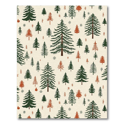 Forest Pines Trees Cream Background Rug