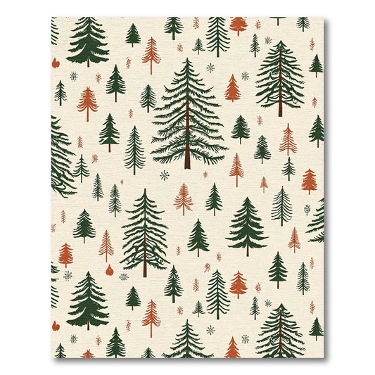 Forest Pines Trees Cream Background Rug