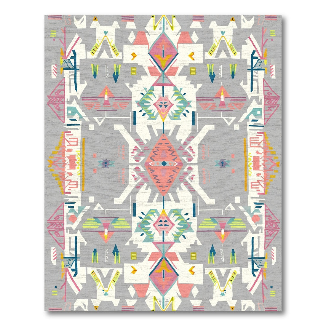 Geometric Pink Blue Tribal Diamond Rug