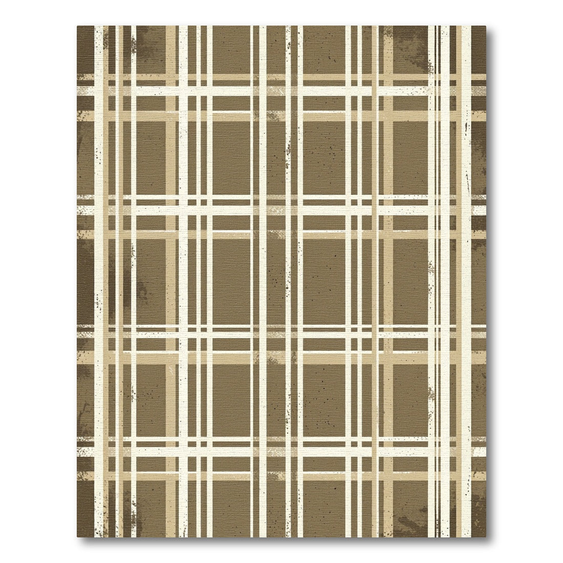 Rustic Brown Tan Plaid Checkered Rug