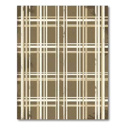 Rustic Brown Tan Plaid Checkered Rug