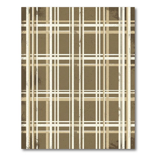 Rustic Brown Tan Plaid Checkered Rug