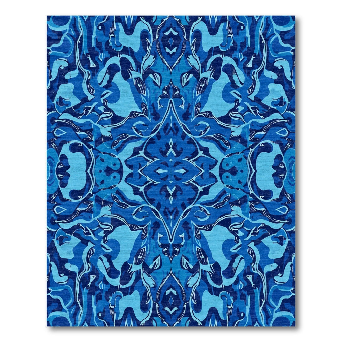 Intricate Cobalt Blue Floral Damask Rug