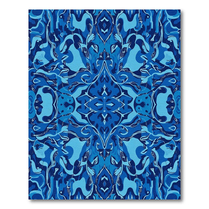 Intricate Cobalt Blue Floral Damask Rug