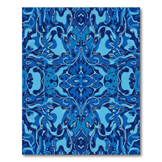 Intricate Cobalt Blue Floral Damask Rug
