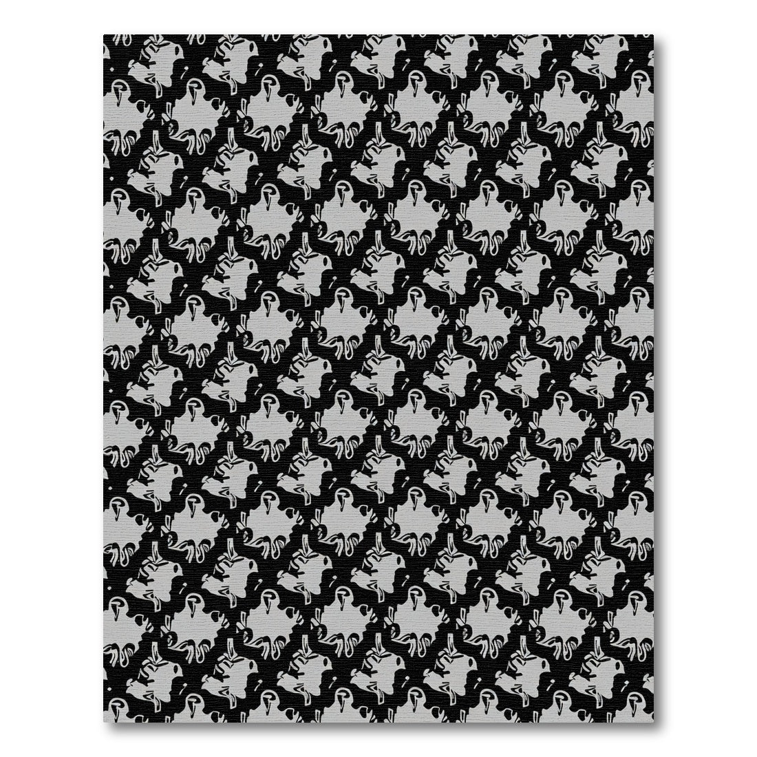 Black and Gray Abstract Organic Blossom Rug