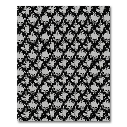 Black and Gray Abstract Organic Blossom Rug