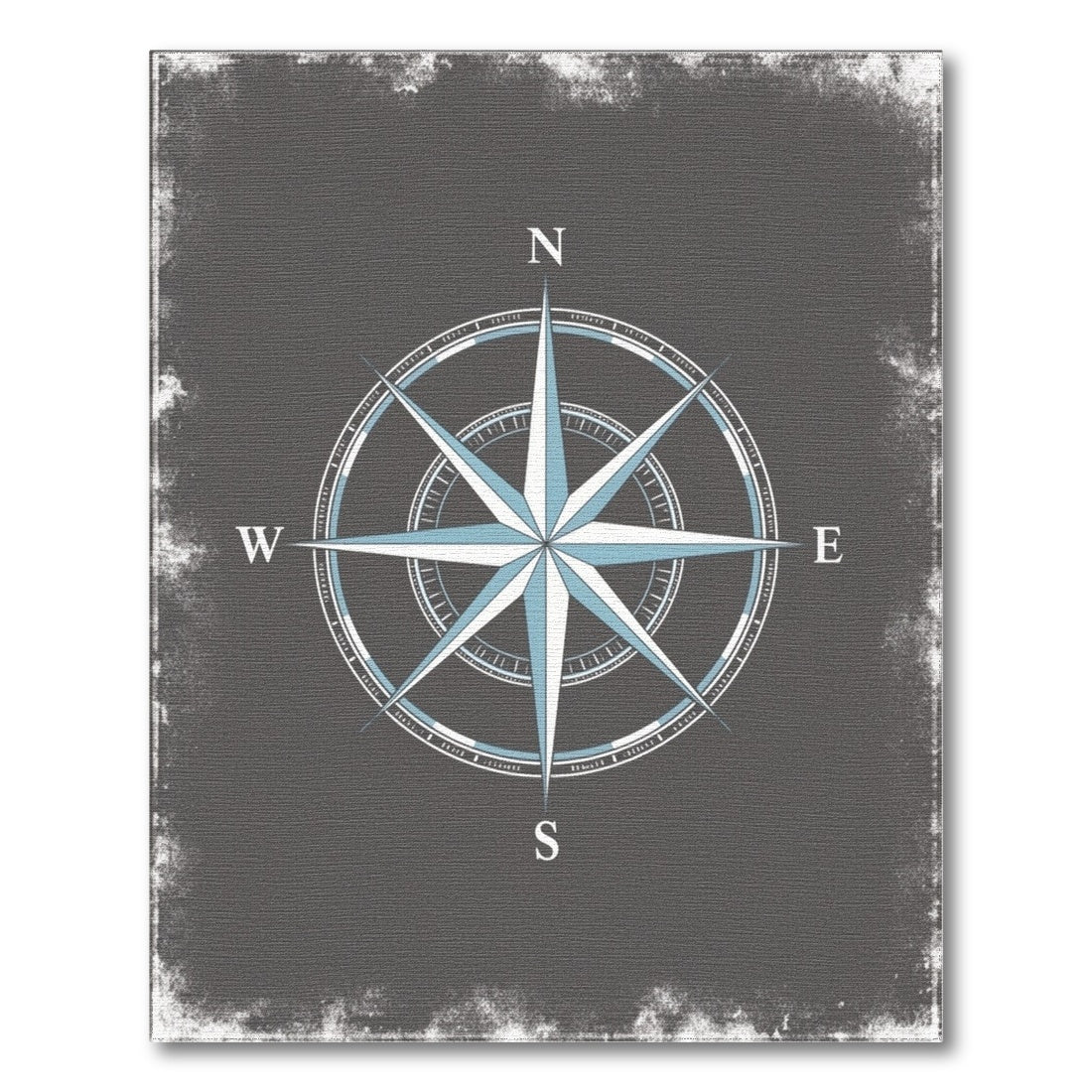 Blue Compass Rose Distressed Area Rug