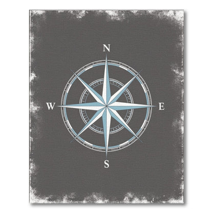 Blue Compass Rose Distressed Area Rug