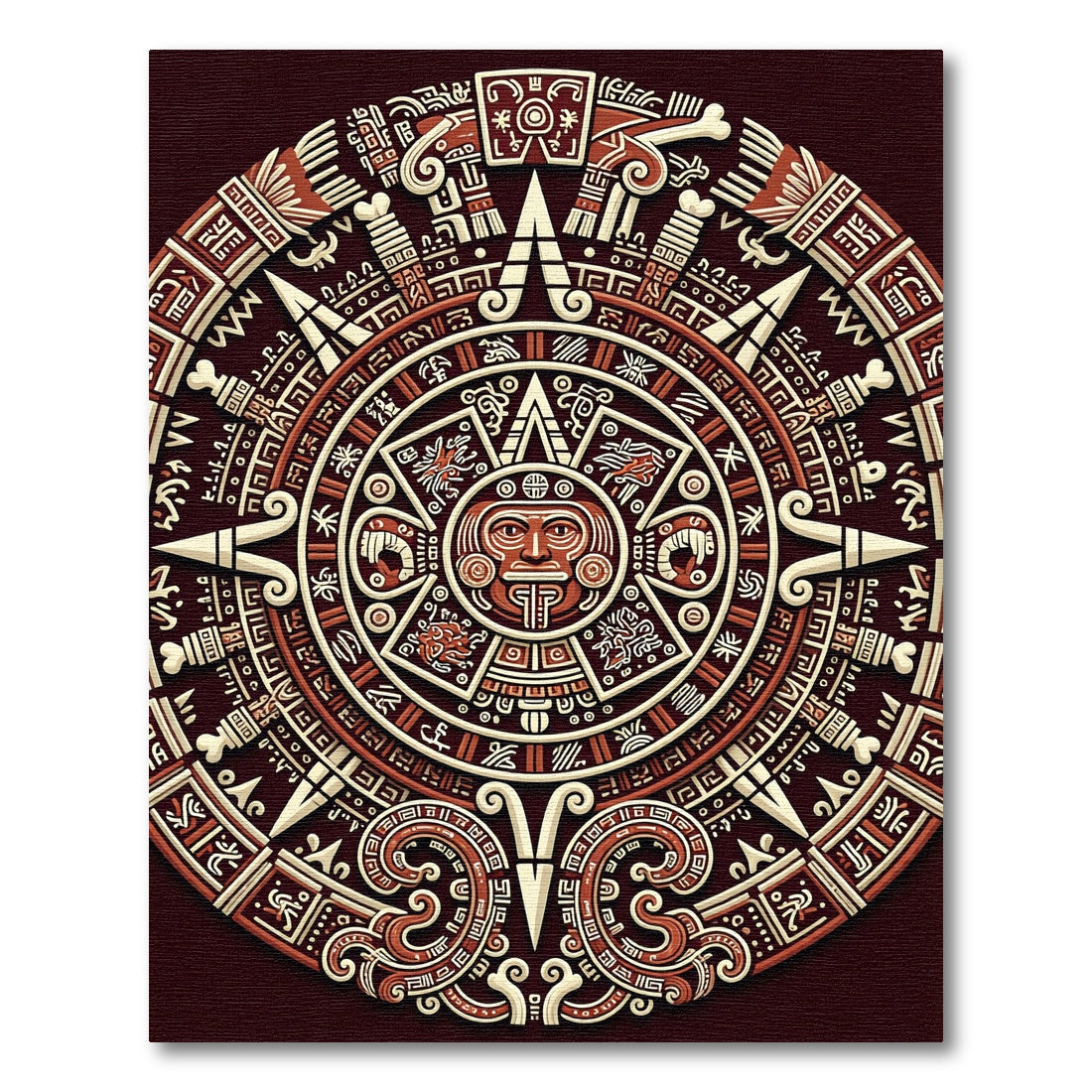 Ancient Sun Face Detailed Calendar Rug