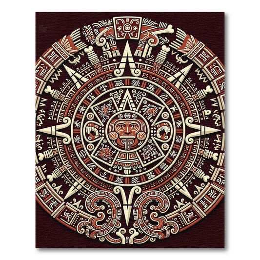 Ancient Sun Face Detailed Calendar Rug