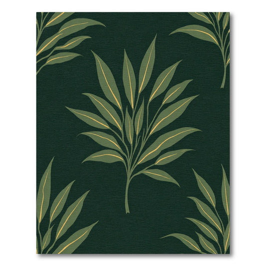 Deep Green Leafy Branch Ensemble Rug