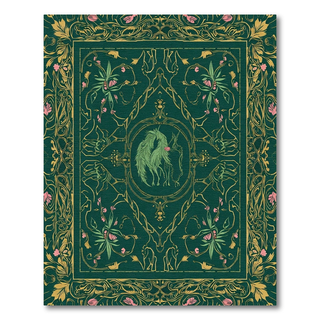 Emerald Forest Unicorn Garden Mandala Rug