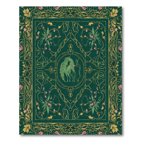 Emerald Forest Unicorn Garden Mandala Rug