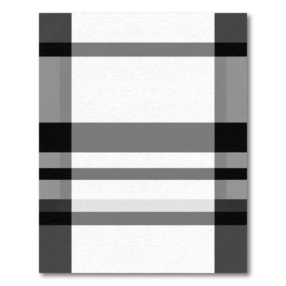 Classic Black White Plaid Tartan Rug