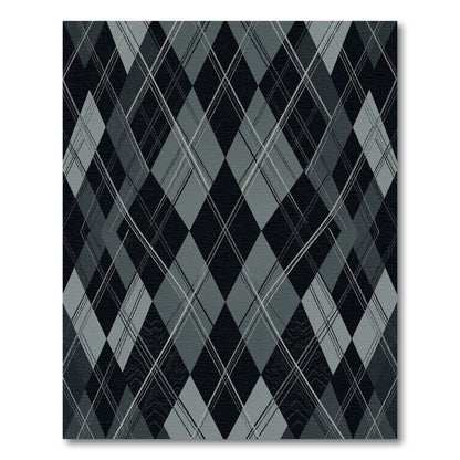 Charcoal Gray Intersecting Diamond Rug