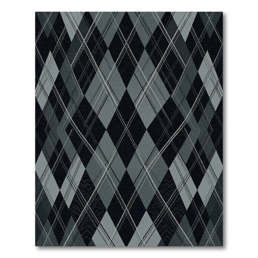 Charcoal Gray Intersecting Diamond Rug