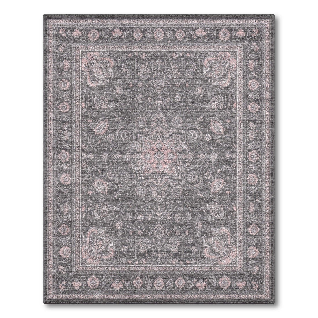 Grey Traditional Persian Floral Traditional Persian Area Rug