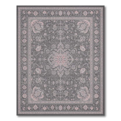 Grey Traditional Persian Floral Traditional Persian Area Rug