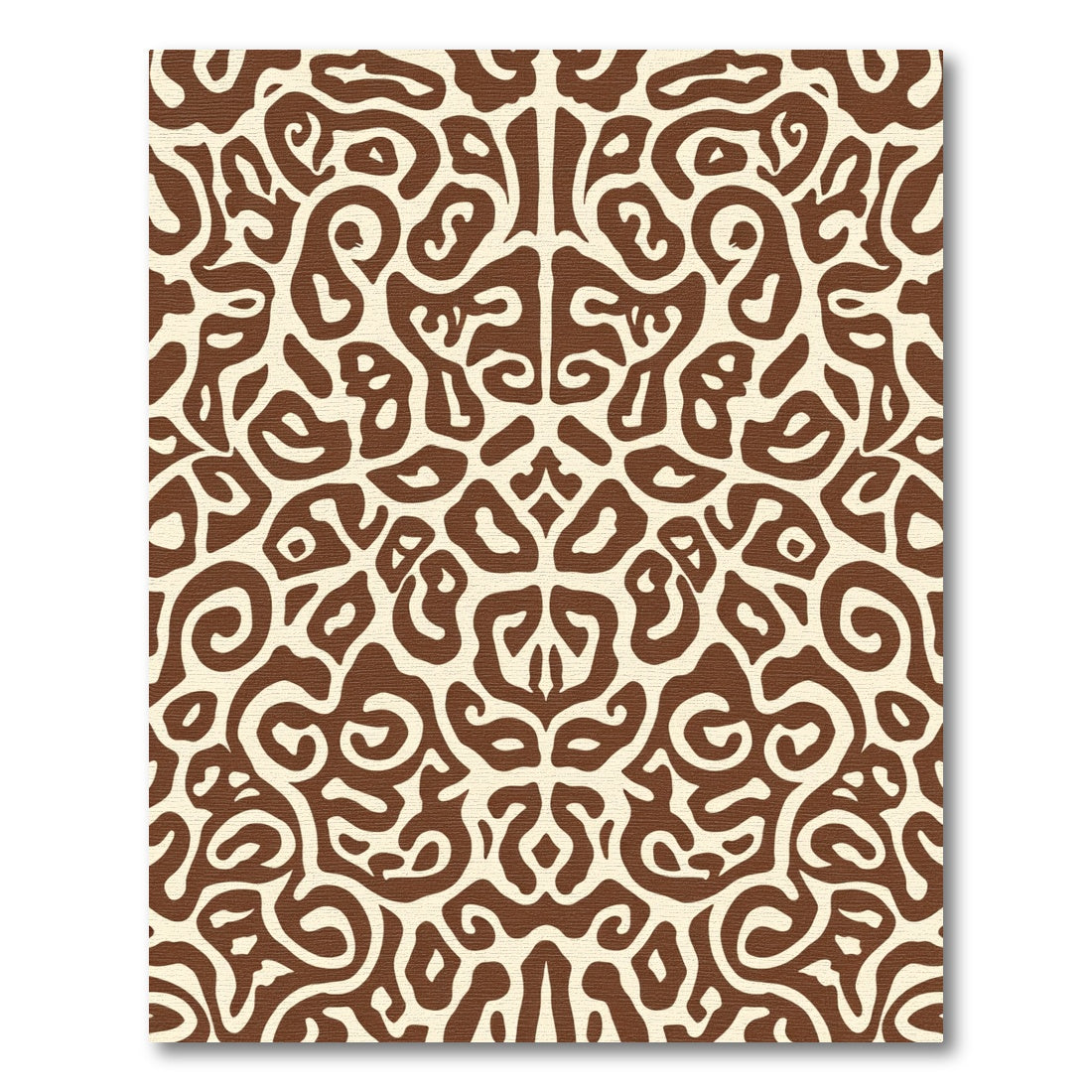 Brown Cream Abstract Organic Swirl Rug