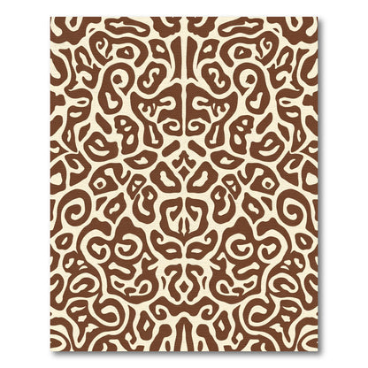 Brown Cream Abstract Organic Swirl Rug