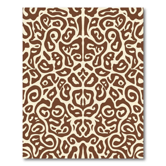 Brown Cream Abstract Organic Swirl Rug