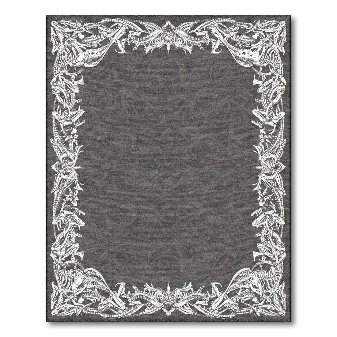 Black White Dragon Skeleton Area Rug
