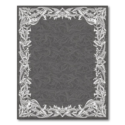 Black White Dragon Skeleton Area Rug