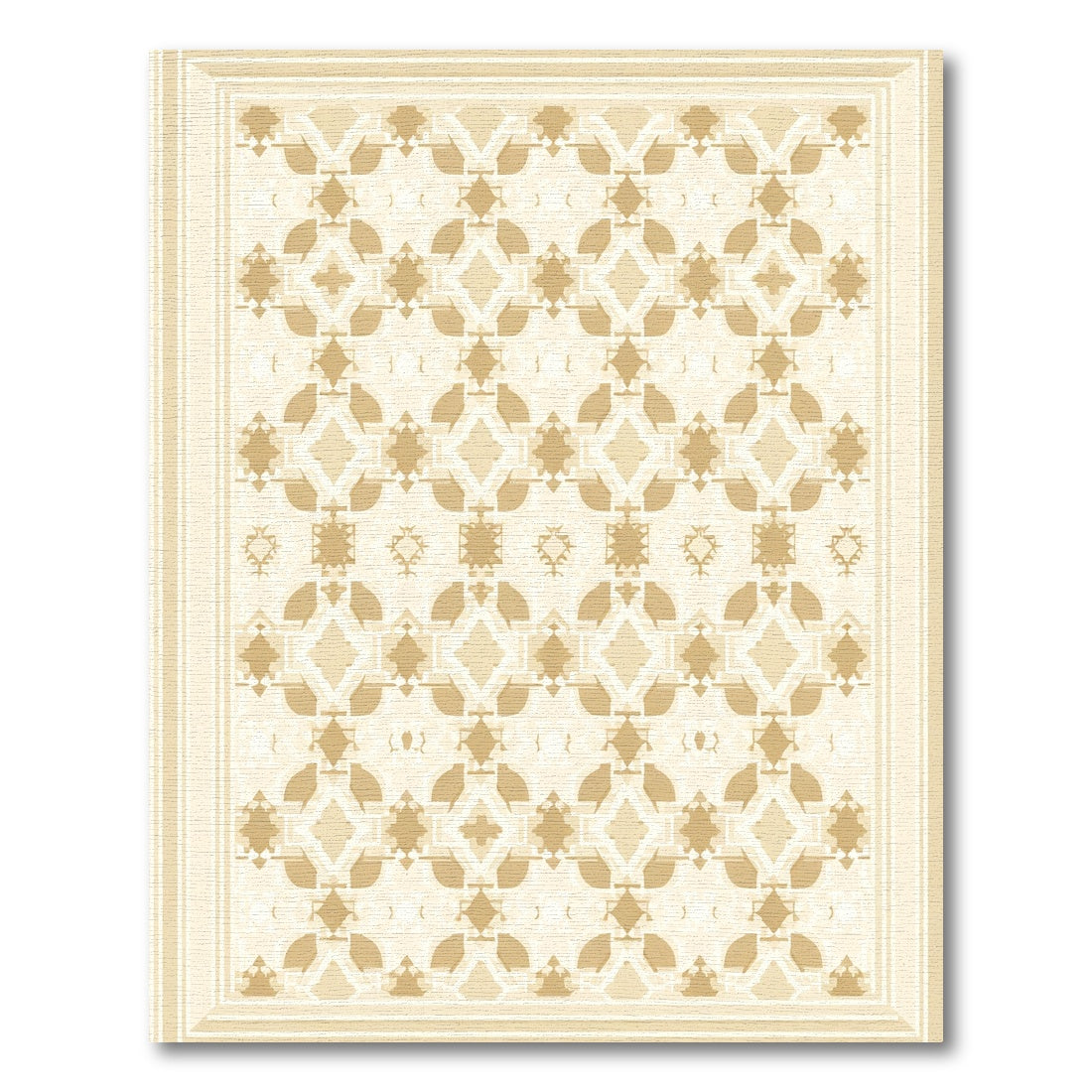 Golden Beige Geometric Mandala Rug