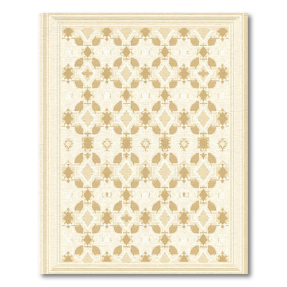Golden Beige Geometric Mandala Rug